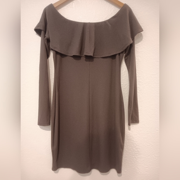 Express Gray Off Shoulder Dress - Picture 7 of 9